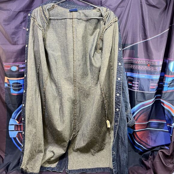 MAVI Gwenyth Y2K Full Front Snap Retro Distressed Denim Dress/Duster Women's M - Picture 5 of 15